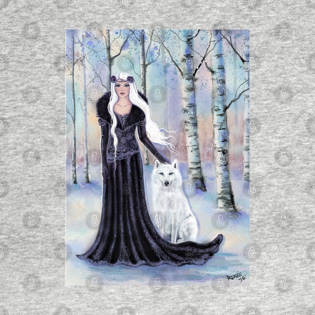 Winter goddess with white wolf by Renee Lavoie by ReneeLLavoie